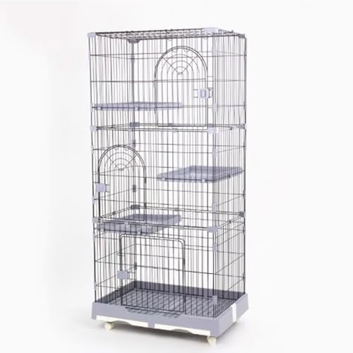 Katzenkäfig, Katzenkiste, Katzenlaufstall mit Deckel, Catio-Katzengehege for den Innenbereich auf Rädern, schneller Aufbau for Frettchen, Chinchilla, Kaninchen, Kleintiere(Grey,72x47x143cm) von BSDIAOSU