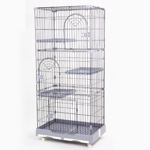 Katzenkäfig, Katzenkiste, Katzenlaufstall mit Deckel, Catio-Katzengehege for den Innenbereich auf Rädern, schneller Aufbau for Frettchen, Chinchilla, Kaninchen, Kleintiere(Grey,82x57x176cm) von BSDIAOSU