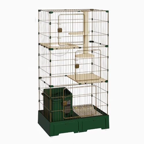 Katzenkäfig, Katzenkiste, Katzenlaufstall mit Deckel, Catio-Katzengehege for den Innenbereich mit Katzentoilette, geschlossen mit Stauraum, for Kleintiere(Green) von BSDIAOSU