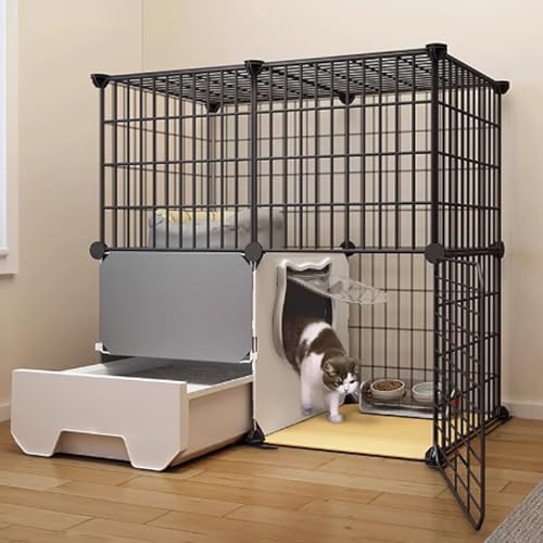 Katzenkäfig, geschlossener Katzenlaufstall, Catio-Katzengehege for den Innenbereich, Katzenhaus mit geschlossener Katzentoilette, schneller Aufbau for Frettchen, Kleintiere(73x37x72cm) von BSDIAOSU