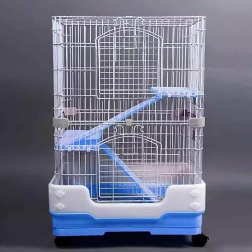 Katzenkäfig, geschlossener Katzenlaufstall, Catio-Katzengehege for den Innenbereich auf Rädern, Katzenkiste mit ausziehbarer Ablage for Kaninchen, Kleintiere(Blue) von BSDIAOSU