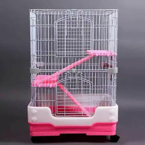 Katzenkäfig, geschlossener Katzenlaufstall, Catio-Katzengehege for den Innenbereich auf Rädern, Katzenkiste mit ausziehbarer Ablage for Kaninchen, Kleintiere(Rose) von BSDIAOSU