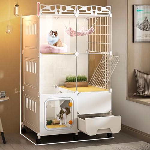 Katzenkäfig mit Katzentoilette – 3-stöckiges DIY-Katzengehege, großer Laufstall for den Innenbereich, Abnehmbarer Katzenzwinger for 1–2 Katzen, geräumiger und sicherer Katzenstall for aktive Katzen Katzenkäfig mit Katzentoilette – 3-stöckiges DIY-Katzengehege, großer Laufstall for den Innenbereich, Abnehmbarer Katzenzwinger for 1–2 Katzen, geräumiger und sicherer Katzenstall for aktive Katzen von BSDIAOSU