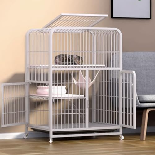 Katzenkäfige for den Innenbereich, Catio-Katzengehege for den Innenbereich auf Rädern, geschlossener Katzenlaufstall, Katzengehege mit PVC-Tablett for Frettchen, Chinchillas, Kleintiere(White,71x55x10 von BSDIAOSU