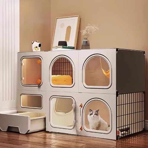 Katzenkäfige for den Innenbereich, Katzenhaus, Katzenlaufstall mit Deckel, Katzenkiste mit Katzentoilette for Frettchen, Chinchilla, Kaninchen, Kleintiere(106 * 46.5 * 71cm) von BSDIAOSU