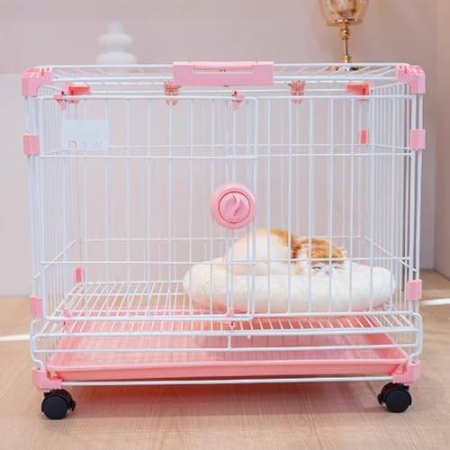 Katzenkäfige for den Innenbereich, Katzenlaufstall mit Deckel, Catio-Katzengehege for den Innenbereich, ausbruchsichere Katzenkiste mit Universalrädern, Schnellaufbau(Rose,75x48x60cm) von BSDIAOSU