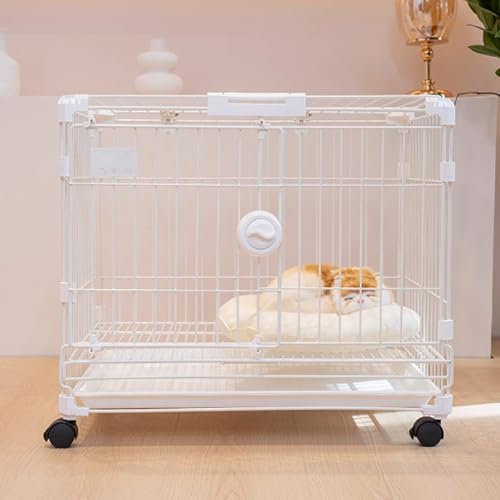 Katzenkäfige for den Innenbereich, Katzenlaufstall mit Deckel, Catio-Katzengehege for den Innenbereich, ausbruchsichere Katzenkiste mit Universalrädern, Schnellaufbau(White,61x42x50cm) von BSDIAOSU