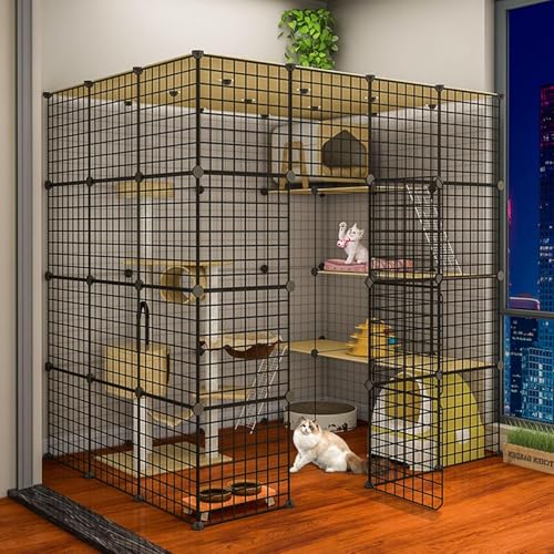 Katzenlaufstall – Tragbarer Laufstall for drinnen und draußen, DIY-Käfig aus Metalldrahtgitter for Kleintiere wie Meerschweinchen und Hamster(147111145cm) von BSDIAOSU
