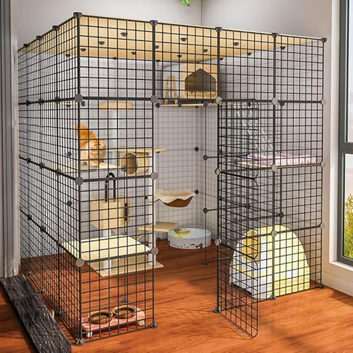 Katzenlaufstall – Tragbarer Laufstall for drinnen und draußen, DIY-Käfig aus Metalldrahtgitter for Kleintiere wie Meerschweinchen und Hamster(147147145cm) von BSDIAOSU