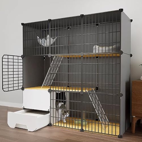 Schwarzer Katzenkäfig, Catio-Katzengehege for den Innenbereich, geschlossener Katzenlaufstall, Katzenkiste mit geschlossener Katzentoilette for Frettchen, Chinchilla, Kaninchen, Kleintiere(111x39x111c Schwarzer Katzenkäfig, Catio-Katzengehege for den Innenbereich, geschlossener Katzenlaufstall, Katzenkiste mit geschlossener Katzentoilette for Frettchen, Chinchilla, Kaninchen, Kleintiere(111x39x111c von BSDIAOSU