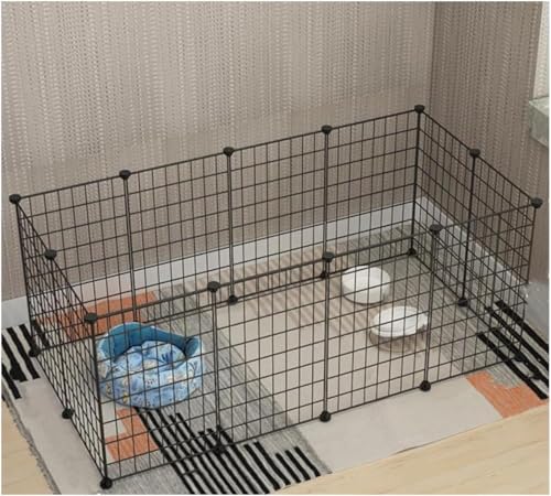 Welpengehege, Haustier-Laufstall, faltbares Tor, 10-Panel-Welpengehege mit Tür, Hundelaufstall for drinnen und draußen, strapazierfähiger Welpenlaufstall, robust und glatt(Black 12-Pack) von BSDIAOSU