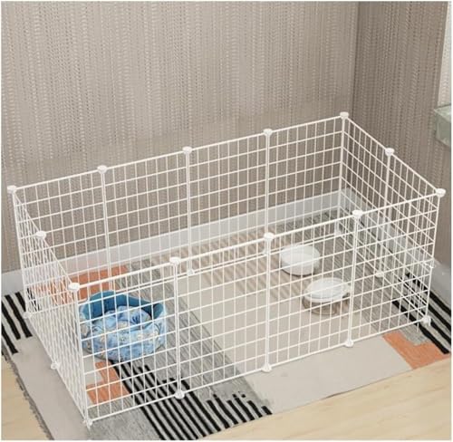 Welpengehege, Haustier-Laufstall, faltbares Tor, 10-Panel-Welpengehege mit Tür, Hundelaufstall for drinnen und draußen, strapazierfähiger Welpenlaufstall, robust und glatt(White 12-Pack) von BSDIAOSU