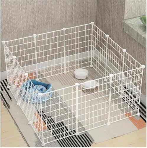 Welpengehege, Haustier-Laufstall, faltbares Tor, 10-Panel-Welpengehege mit Tür, Hundelaufstall for drinnen und draußen, strapazierfähiger Welpenlaufstall, robust und glatt(White heightened 12-Pack) von BSDIAOSU