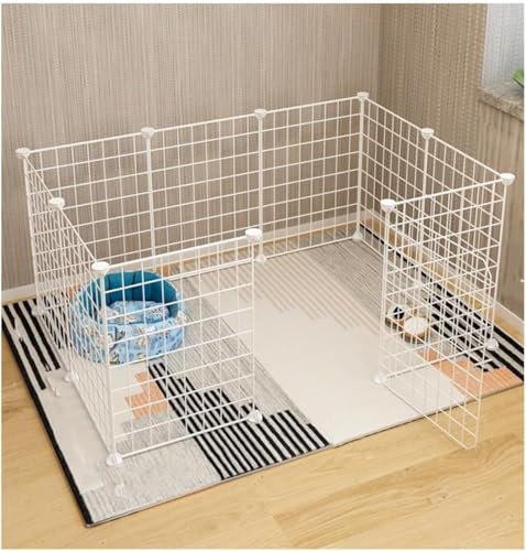 Welpengehege, Haustier-Laufstall, faltbares Tor, 10-Panel-Welpengehege mit Tür, Hundelaufstall for drinnen und draußen, strapazierfähiger Welpenlaufstall, robust und glatt(White with Door 10-Pack) von BSDIAOSU