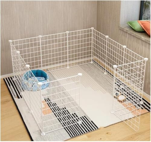 Welpengehege, Haustier-Laufstall, faltbares Tor, 10-Panel-Welpengehege mit Tür, Hundelaufstall for drinnen und draußen, strapazierfähiger Welpenlaufstall, robust und glatt(White with Door 12-Pack) von BSDIAOSU