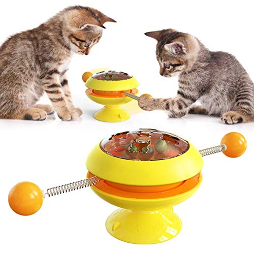 BSDIHRIWEJFHSIE Drehbare Windmühle Katzenspielzeug mit Sauger Katze Plattenspieler Spielzeug mit Puzzle Spielzeug für Haustier Katze Hund-Gelb BSDIHRIWEJFHSIE Drehbare Windmühle Katzenspielzeug mit Sauger Katze Plattenspieler Spielzeug mit Puzzle Spielzeug für Haustier Katze Hund-Gelb von BSDIHRIWEJFHSIE
