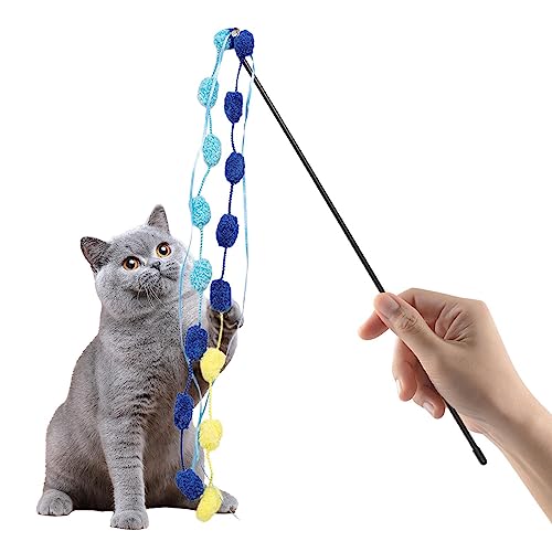 BSEID Katzen-Teaser-Stick - Buntes Katzen-Angelspielzeug mit Quaste und Glocke | Katzenstockspielzeug für Hauskatzen, Kätzchen, Katzenschnurspielzeug, Angelrute, Katzenspielzeug für gelangweilte von BSEID