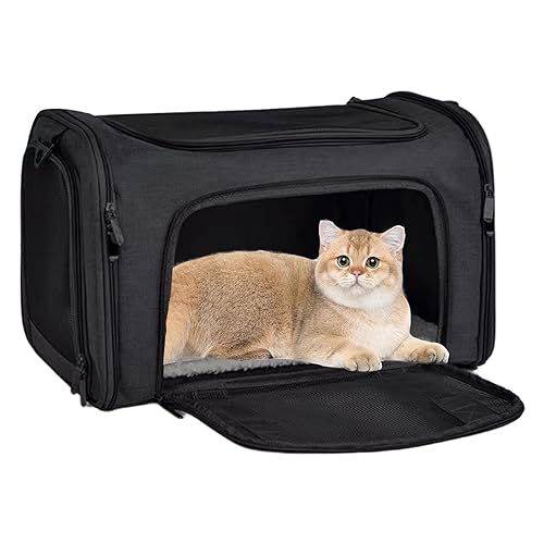 Reise-Hundebox, zusammenklappbare Hundebox aus 600D-Oxford-Stoff, faltbare weiche Haustierbox mit Netzfenster, auslaufsicherer Boden für Haustiere im Freien, tragbare multifunktionale Handtransportbox von BSEID