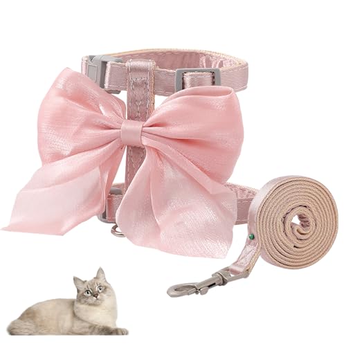 BSITSSS Katzengeschirr mit Leine Ausbruchsicher, Rosa Katzenleine mit Geschirr für Katzen, Große Fliege Katzen Geschirr Set mit Leine für Katzen Kätzchen Kleine Hunde Puppy Kaninchen BSITSSS Katzengeschirr mit Leine Ausbruchsicher, Rosa Katzenleine mit Geschirr für Katzen, Große Fliege Katzen Geschirr Set mit Leine für Katzen Kätzchen Kleine Hunde Puppy Kaninchen von BSITSSS