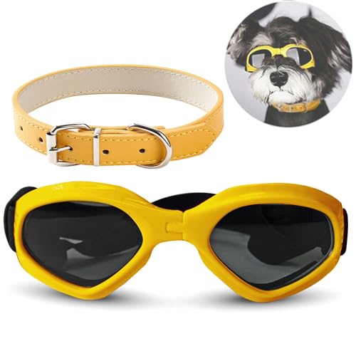 BSITSSS Hundebrille für Kleine Hunde, Hunde Sonnenbrille UV Schutzbrille, Augenschutz, Winddicht Hundesonnenbrille mit Verstellbaren zum Autofahren/Outdoor-Aktivitäten, Gelb BSITSSS Hundebrille für Kleine Hunde, Hunde Sonnenbrille UV Schutzbrille, Augenschutz, Winddicht Hundesonnenbrille mit Verstellbaren zum Autofahren/Outdoor-Aktivitäten, Gelb von BSITSSS