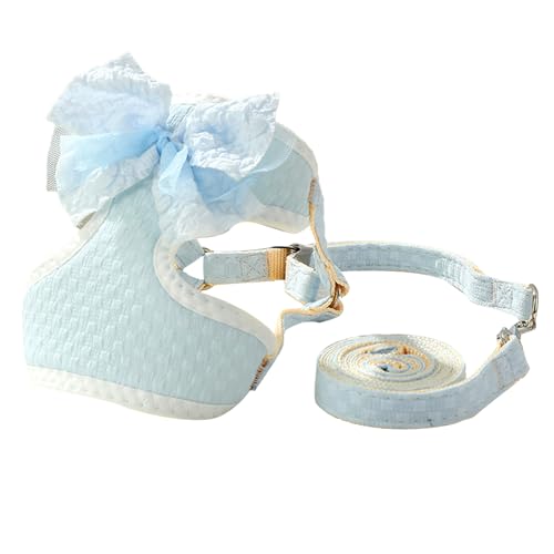 BSITSSS Katzengeschirr und Leine, Set mit Schleife, ausbruchsicher, verstellbar, mit Leine, blau, atmungsaktiv, Katzenweste für Katzen, Hunde, Welpen, Kätzchen, Haustiere BSITSSS Katzengeschirr und Leine, Set mit Schleife, ausbruchsicher, verstellbar, mit Leine, blau, atmungsaktiv, Katzenweste für Katzen, Hunde, Welpen, Kätzchen, Haustiere von BSITSSS