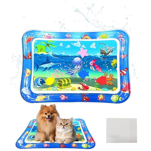 BSITSSS Wassermatte Katze mit 4 Stück Pool Flicken, Wasserspielmatte Katze Verdickte, Wassermatte für Katzen Quadratisch Feel Cool Komfort, Water Sensor Play Mat Cat Aufblasbare BSITSSS Wassermatte Katze mit 4 Stück Pool Flicken, Wasserspielmatte Katze Verdickte, Wassermatte für Katzen Quadratisch Feel Cool Komfort, Water Sensor Play Mat Cat Aufblasbare von BSITSSS