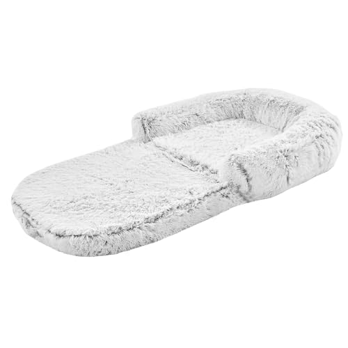 Faltbares Hundebett für ausgewachsene Hunde für Menschen, faules Bodensofa, 180,3 x 114,3 x 25,4 cm, mit waschbarem Bezug und rutschfester Unterseite, riesiges Hundebett für Menschen für Nickerchen von BSKJMMP