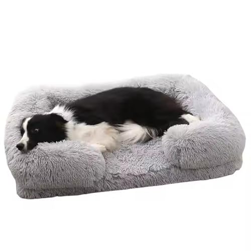 Großes Hundebett, 129,5 x 88,9 x 22,9 cm, großes Hundebett mit waschbarem Kunstfell, waschbar, Hundebett für Menschen, für Nickerchen und Bodenbett von BSKJMMP