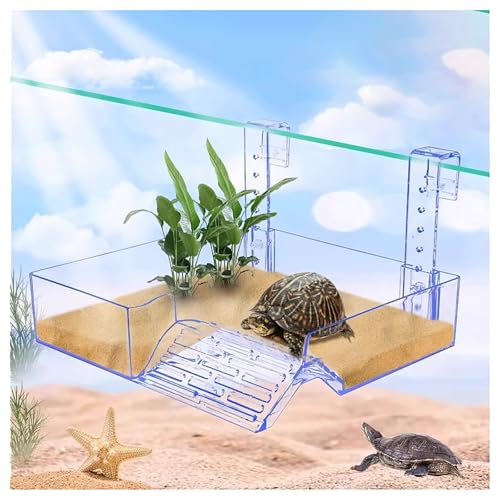 Schildkröten-Dock aus Acryl, verstellbar, zum Aufhängen, transparent, ideal als Zubehör für Schildkrötenbecken (16,5 x 11,5 x 5,5 cm) von BSKJMMP