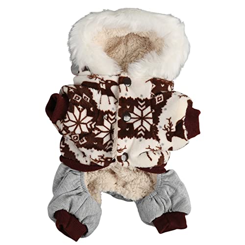 Christmas Dog Coat for Small & Medium Dogs | Snowflake Elk Hooded Winter Jacket | Fleece Dog Sweater for Indoor/Outdoor Activities | Warm & Soft Pet Apparel (L) von BSLSVGE