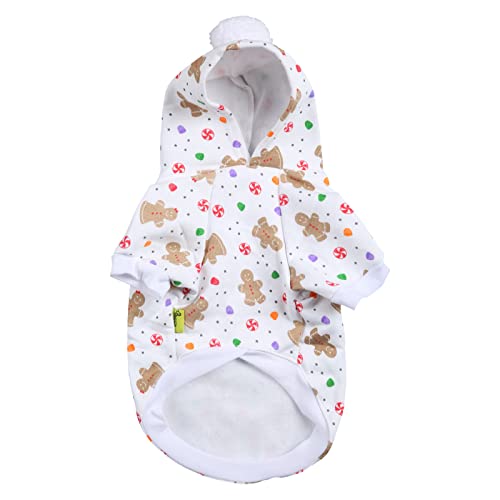 Christmas Dog Hoodie | Gingerbread Man Print Warm Jacket for Small/Medium/Large Dogs | Cozy Fleece Winter Apparel for Pets (S) von BSLSVGE