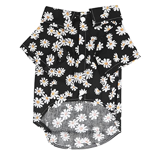 Daisy Print Hundehemd | Weiches Baumwoll -T -Shirt für kleine Hunde & Katzen | Atmungsaktive Haustierkleidung für den täglichen Gebrauch/Reisen/Partys | Maschinenwaschbar (S) von BSLSVGE