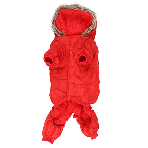 Dog Hoodie Coat for Large Dogs | Thicken Padded Winter Jacket with Pockets | Warm Dog Down Jacket for Cold Weather Protection | Soft Cotton Polyester Blend (Red) von BSLSVGE