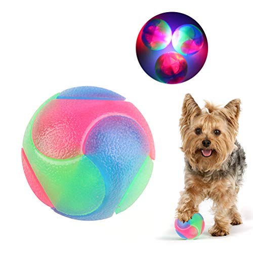 BSTCAR 1 Stück Hundespielzeug, Biss Spielzeug, Blinkender Elastischer Ball, Leuchtet Im Dunkeln, Interaktives Spielzeug für Welpen, Katzen, Hunde von BSTCAR