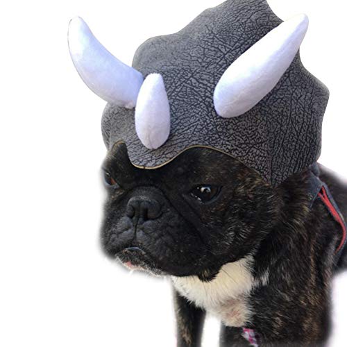 BSTCAR Haustier Hut Triceratops Haustier Kopfkleid Lustiger Hund Katze Kleid Zubehör niedliche Horn Kopfkleid für Cosplay und Halloween (Schwarz) von BSTCAR