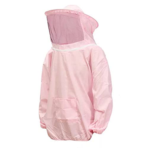 BSTCAR Imkerjacke mit Schleierkapuze,Professioneller weißer großer Imkeranzug, Imkerjacke für Männer Frauen (Rosa) von BSTCAR