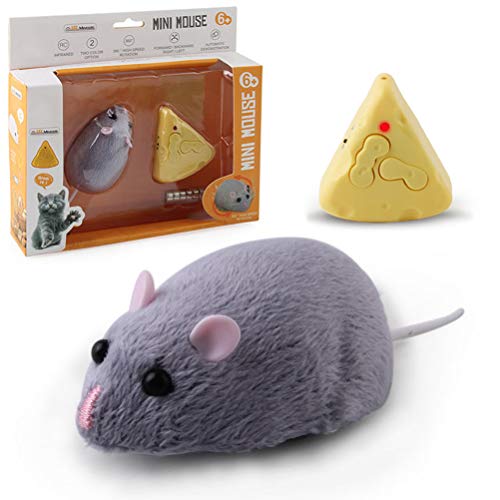 BSTCAR Maus mit Fernbedienung für Katzen, Plüsch, elektrisch, mit Fernbedienung für Käse, Katzenspielzeug von BSTCAR