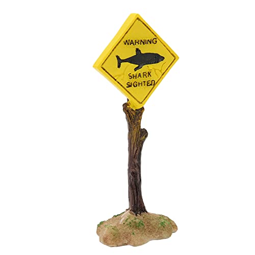 BSTCAR Shark Warning Board Resin Aquarium Decoration Craft Warning Board Ornaments Landscape for Fish Tank Aquarium von BSTCAR