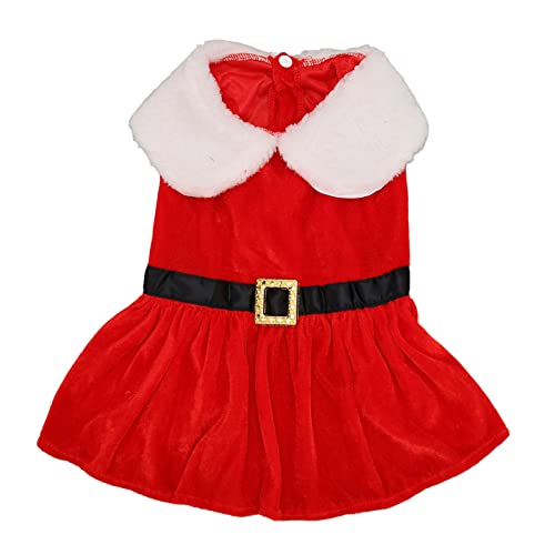 BSTCAR Hunde-Weihnachtskleid Atmungsaktive Elastische Haustier Winterkleidung Santa Rotes Samtkleid Weihnachtsoutfits kleine Welpen Hund (M) von BSTCAR