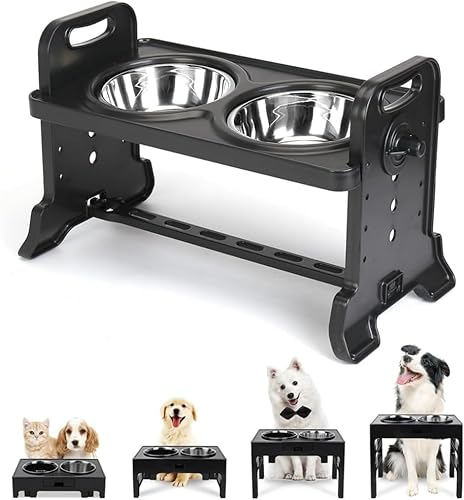 BSTMOME Pet Feeder Stand Bowls - Verstellbare Erhöhte Hundenäpfe - Hundenäpfe mit Ständer - Hundefutterstation für Kleine Hunde und Katze mit 2 Edelstahlnäpfen und rutschfesten Füßen, langlebig (groß) BSTMOME Pet Feeder Stand Bowls - Verstellbare Erhöhte Hundenäpfe - Hundenäpfe mit Ständer - Hundefutterstation für Kleine Hunde und Katze mit 2 Edelstahlnäpfen und rutschfesten Füßen, langlebig (groß) von BSTMOME