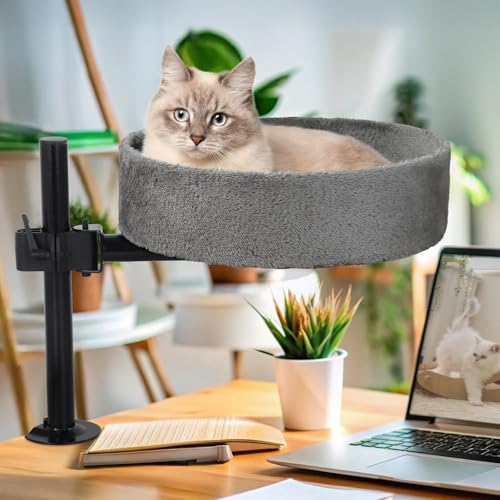 BSWAY Katzenbett für Schreibtisch - Kein Bohren 360°Drehung, verstellbare Höhe Erhöhtes Katzenhaus über Schreibtisch Hält Kätzchen Katze nah und Arbeitsbereich Klarer Tisch-Katzenbett (Dunkelgrau, XL) BSWAY Katzenbett für Schreibtisch - Kein Bohren 360°Drehung, verstellbare Höhe Erhöhtes Katzenhaus über Schreibtisch Hält Kätzchen Katze nah und Arbeitsbereich Klarer Tisch-Katzenbett (Dunkelgrau, XL) von BSWAY