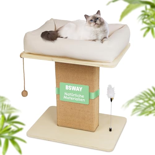 Kratzbaum mit XXL Kratzsäule Kaztenbett - 2-in-1 Design für Klettern Entspannung | Extra Dickes Sisal, Leinen-Kissen, Einfache Montage Katzenmöbel Kratzbaum mit XXL Kratzsäule Kaztenbett - 2-in-1 Design für Klettern Entspannung | Extra Dickes Sisal, Leinen-Kissen, Einfache Montage Katzenmöbel von BSWAY