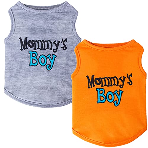 2 Pack Hundekleidung bedruckt Mommy's Boy Haustier Weste T-Shirt Hundebekleidung Kostüm für Katzen Welpen kleine Hunde mittelgroße Hunde (klein) von BT Bear