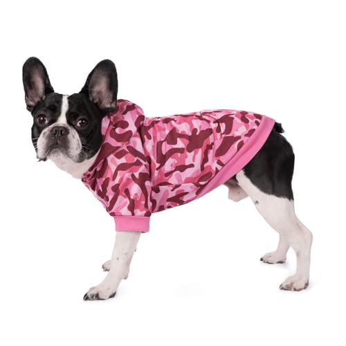 BT Bär Fleece Hoodies, Warme Camouflage Hund Pullover, Haustier Winter Sweatshirt Jacke Mantel für Katzen Kleine und Mittlere Hunde (L, Hot Pink) von BT Bear