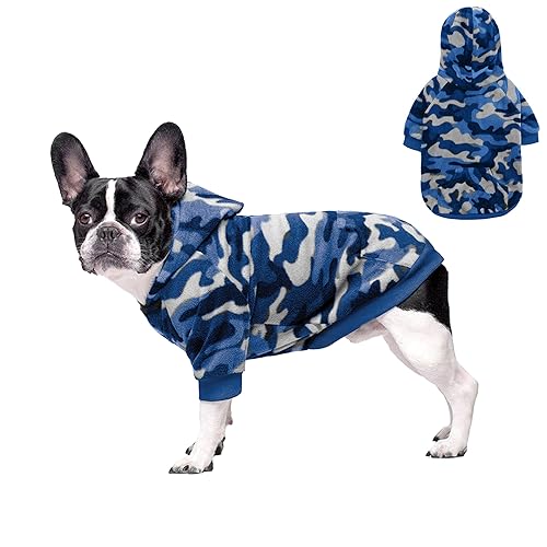 BT Bär Hund Fleece Hoodies, Warme Camouflage Hund Pullover, Haustier Winter Sweatshirt Pullover Hund Jacke Mantel für Katzen Kleine Hunde Mittlere Hunde（XXL,Blau） von BT Bear