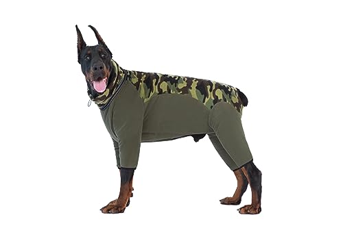 BT Bär Hund Winter Kleidung, Extra Warme Fleece Reißverschluss Pyjamas, Haustier Cozy Onesie Jumpsuit PJS für Kleine und Medium Hunde (M, Tarnung) von BT Bear