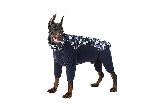 BT Bär Hund Winter Kleidung, Extra warme Hund Fleece Reißverschluss Pyjamas, Haustier Hund Cozy Onesie Jumpsuit PJS Kleidung für mittlere Hunde Große Hunde(L,Blau) von BT Bear