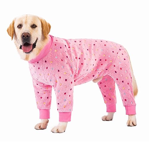 BT Bär Hund Winterkleidung, Flanell Pullover Pyjamas, Haustier Warmes kaltes Wetter Hund Wintermantel Onesie Jumpsuit PJS Bekleidung für mittlere große Hunde(XXXL,Rosa) von BT Bear