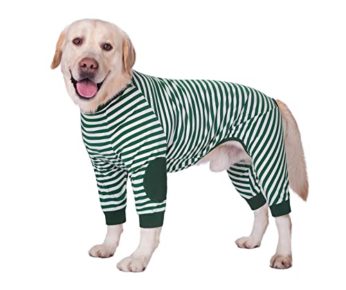 BT Bear Hundepyjama für große Hunde, flexibel, atmungsaktiv, Reißverschluss, weiche Baumwolle, gestreift, für mittelgroße Hunde und große Hunde von BT Bear