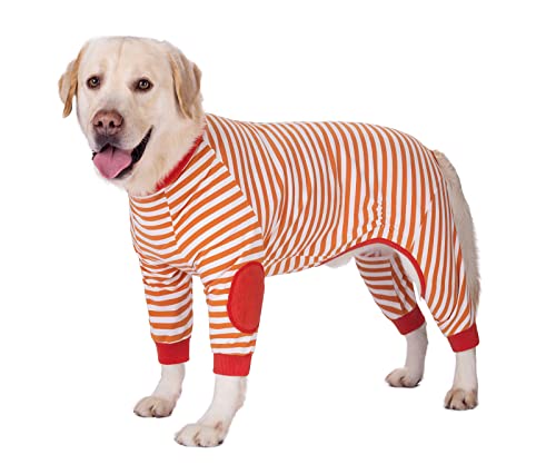 BT Bear Hundepyjama für große Hunde, flexibel, atmungsaktiv, Reißverschluss, weiche Baumwolle, gestreift, für mittelgroße Hunde und große Hunde von BT Bear